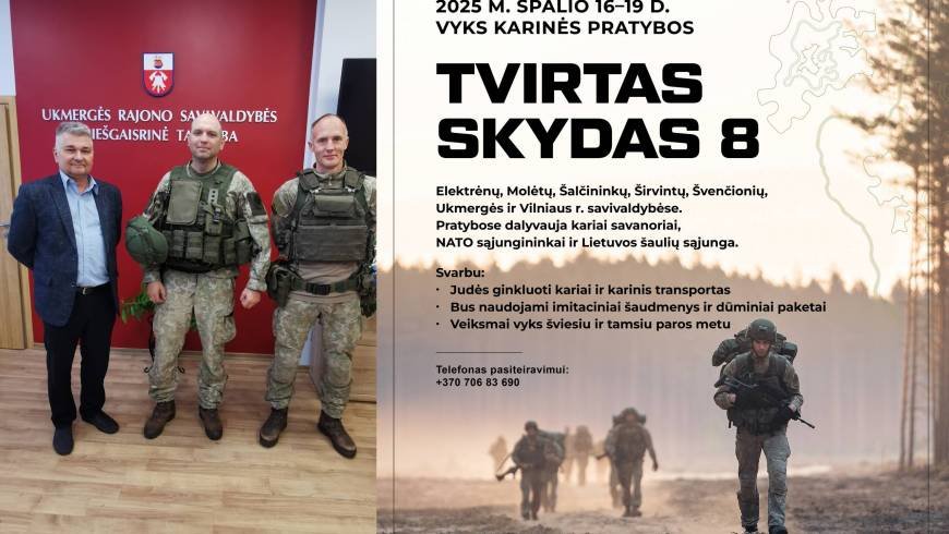 DĖL KRAŠTO APSAUGOS SAVANORIŲ PAJĖGŲ PRATYBŲ „TVIRTAS SKYDAS 8“ ORGANIZAVIMO NEKARINĖSE TERITORIJOSE